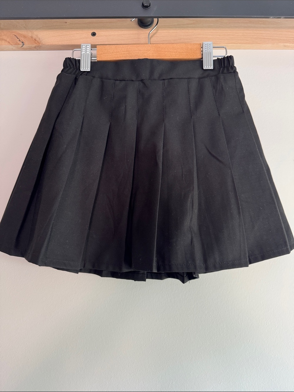 Girls Black Pleated Mini Skirt with Built in Shorts